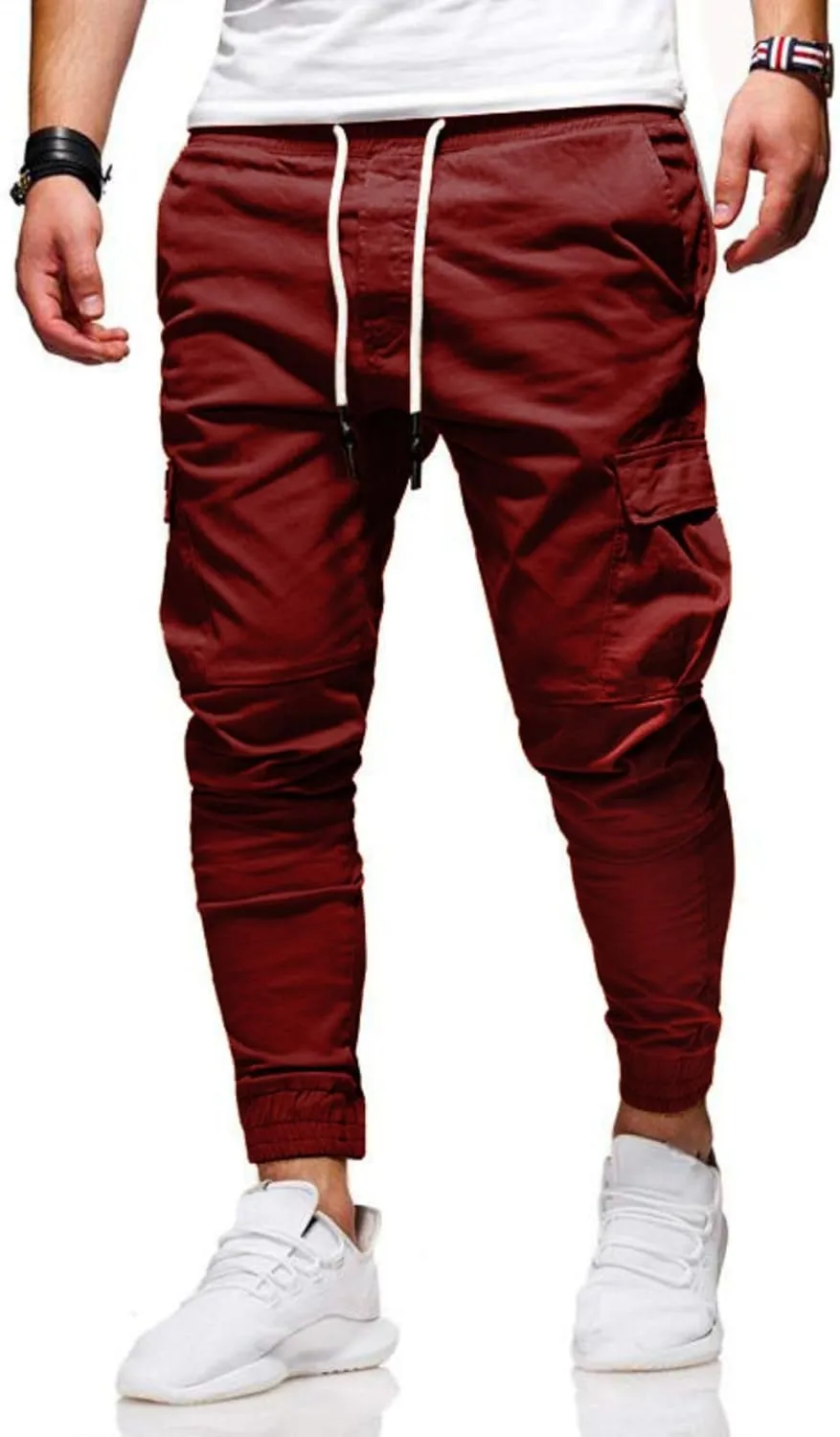 ZWRXW Sweatpants for Men Casual Joggers Chino Cargo Pants Drawstring Elastic Waist Hiking Outdoor Twill Track Trousers