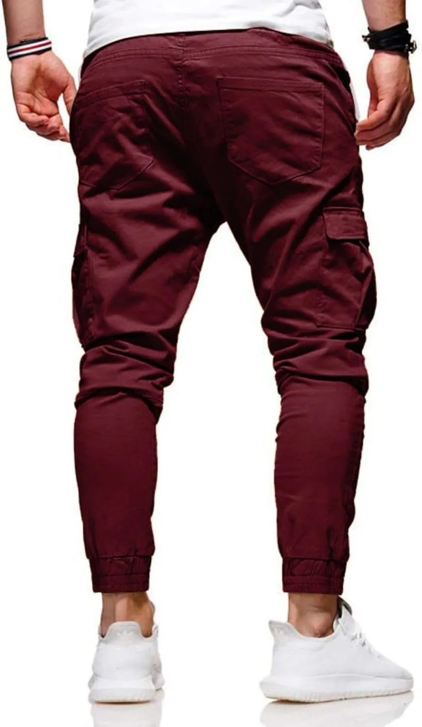 ZWRXW Sweatpants for Men Casual Joggers Chino Cargo Pants Drawstring Elastic Waist Hiking Outdoor Twill Track Trousers