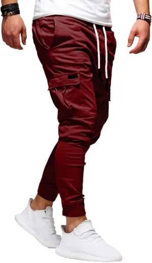 ZWRXW Sweatpants for Men Casual Joggers Chino Cargo Pants Drawstring Elastic Waist Hiking Outdoor Twill Track Trousers